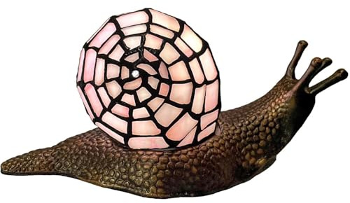 Bieye L30962 Land Schnecke Tiffany Stil Buntglas Akzent Tischlampe für Home Decor (Rosa, 10 T x 5 B x 5 H)