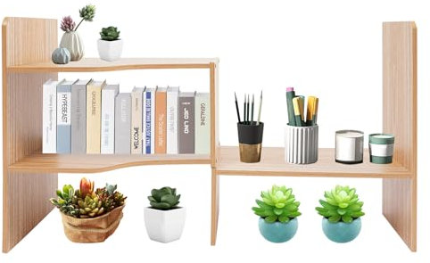 KAPIPALA Tischregal Desktop Organizer Bücherregal Schreibtisch Aufsatzregal Klein Desktop Organizer Bücherregal für Arbeitszimmer, Büros Schreibtischregal 60x22x35cm Belastbarkeit Ungefähr 15kg