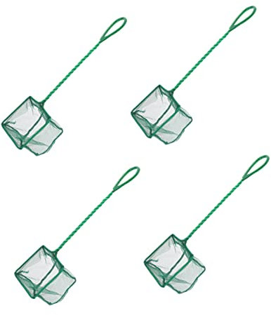 GANAZONO 4 Stück 4 Garnelennetz Teichnetze zum Reinigen Keschergriff Tauchnetz Fisch Tank Netz kleines Teichkescher fischnetz Fish net Fischfangnetz Fisch Kescher Mini-Fischernetz Green