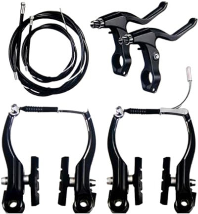 Uqezagpa Rennrad-Bremsen-Set, Aluminiumlegierung, Mountainbike, V-Bremsen-Set, Vorder- und Hinterrad-Bremskabel und Bremshebel