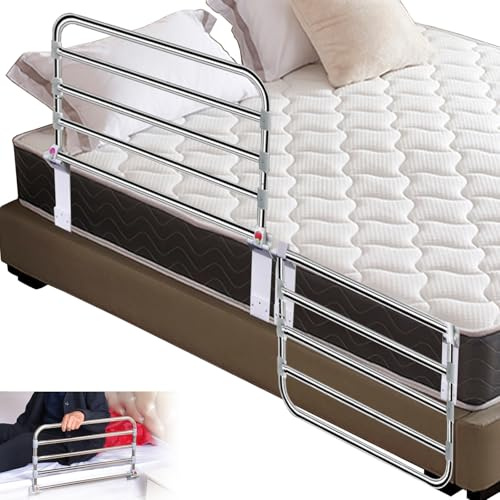Kensbro Barandilla Cama Adulto, 93 cm Barandillas Cama Acero Inoxidable con Aislamiento Mangueras Refrigerantes, Asidero Plegable Portátil para Personas con Movilidad Reducida, Bebés y Niños Pequeños