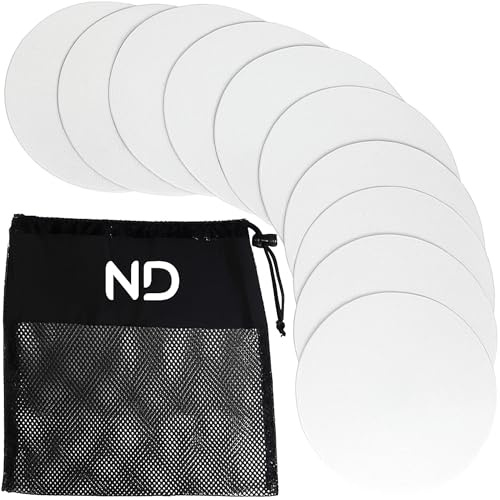 Round Flat Disc Markers Cones Flexible Sport Spot Markers - (8 Inch pack of 10) with Black Mesh Bag – Non-Slip Flat Training Cones for Sports, Agility, Fitness Drills – Indoor & Outdoor Use