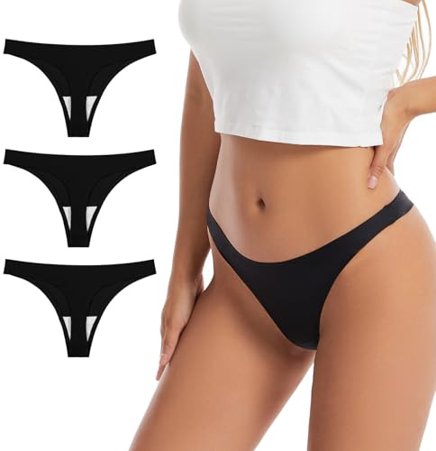 Boletochic Biancheria Intima Senza Cuciture della Donna Thong, No Show Invisibile G-Strings Pantalone Traspirante T-Back Stretch Biancheria Intima per Le Donne 3 Pack