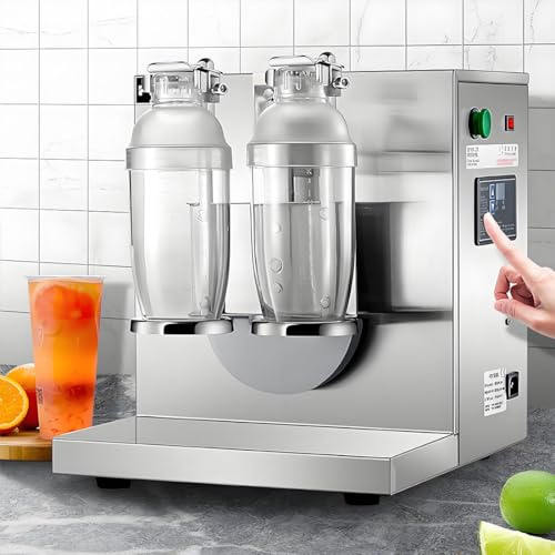 Shaker Automatico per Tè Al Latte, Shaker per Tè Al Latte a Doppio Telaio, 120 W, 400 Giri/Min, Regolabile 0 a 120 S, 2 Shaker per PC 1000 Ml, Macchina per Il Latte per Tè Al Latte Boba