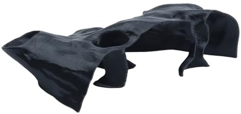 Saim Aquarium Cave Decor – 3D Printed Fish Hideout Tunnel for Betta, Guppy & Corydora Catfish – Natural Curved Shrimp Hideout with Multi-Hole Design Fish Tank Underground Corner Cave (Black, Medium)