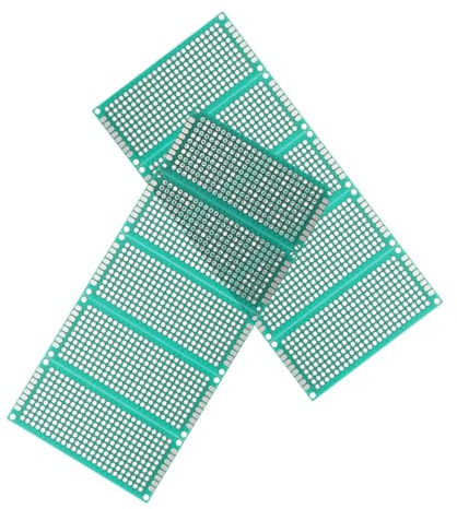 Carte de Circuit Imprimé Double Face 3x7, Pas 2, 54mm, Vert | Lot de 10 Pièces, Finition Étamée, Conception à Trous, Assemblage Facile pour Projets DIY