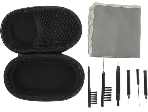 UTHCLO Hearing Aid Cleaning Kit 7pcs Set with Dry Wipe, Brush, Vent Cleaner, and Screwdriver in Portable Case – Professional Wax Removal Tools for Hearing Aid Maintenance Random Color