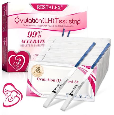50 Tiras Reactivas De Ovulación, Set Profesional Para Detección Ovulación, Prueba De Fertilidad Familiar Femenina,Del Ciclo Femenino, Fácil Usar Y Con Resultados Claros