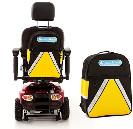 Monarch Mobility Visibag Hi-Vis Bag for Wheelchairs & Mobility Scooters – Large Capacity Back-of-Seat Storage with Reflective Panels, Front Pocket, Easy-Grip Zips, Clip-On Travel Bag