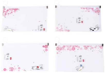 Lurrose Lot de 4 Pochettes à Dossiers Étanches en Pp Clip Métallique, Motifs Cartoon Colorés, Format Compact pour Fournitures Scolaires et Rangement de Bureau Couleur Couleur Aléatoire