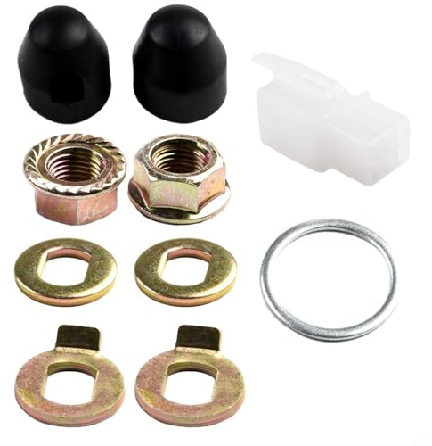 Kit de quincaillerie pour axe de moteur M14 pour vélos électriques contenant une rondelle d'écrou de blocage et un couvercle d'écrou en caoutchouc