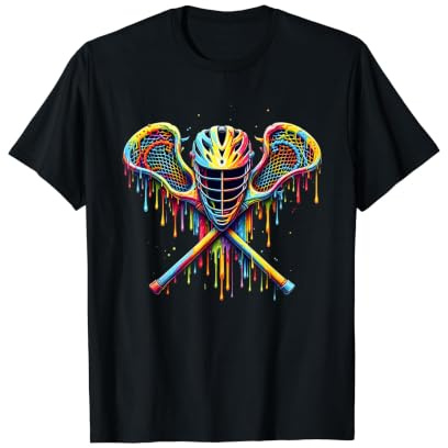 Bâtons de Casque de Crosse Drip Lax Paint Splash Drip Lacrosse T-Shirt Graphique avec Valeur