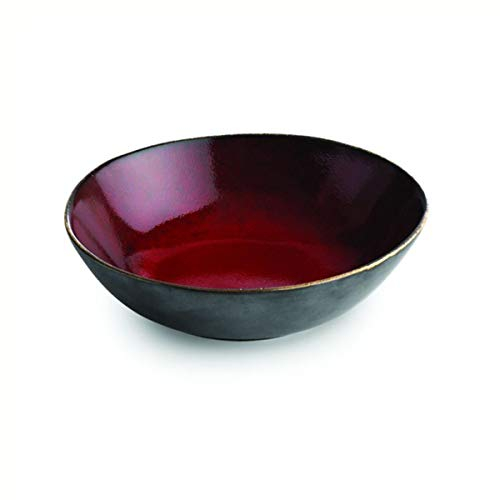Visiodirect Lot de 4 Assiettes Creuses Rouge et Argent Chic - 55 cl