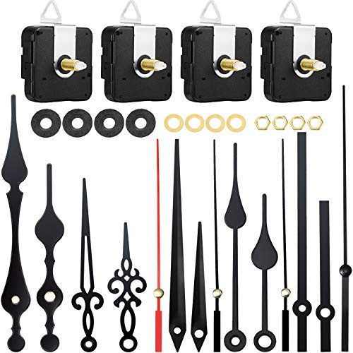 GreHom 4 Stücke Langer Schaft Uhrwerke Uhrzeiger Mechanismus Hohem Drehmoment Mechanismus und 5 Verschiedenen Paaren von DIY Uhren Reparaturen Ersatzteilen für Uhren Reparaturen Ersatz