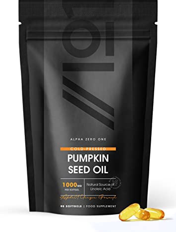 Pumpkin Seed Oil 3000mg – 50% Linoleic Acid – 90 Softgels – 100% Cold Pressed – No Additives – Resealable and Recyclable Pouch by Alpha01