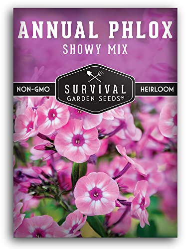 Survival Garden Seeds - Showy Mix Annual Phlox Seed for Planting - Packet with Instructions to Plant and Grow Beautiful Native Wildflower in Your Home Vegetable Garden - Non-GMO Heirloom Variety