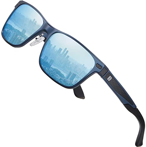 DUCO Klassische Sonnenbrille Herren Oversize, Blauer Rahmen, Revo Blue Linse, common