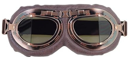 TMDGG Vintage Motorradbrille Motorradbrille Retro Helm Fahrradbrille Sport staubdicht Leder (Farbe: GrauLen)