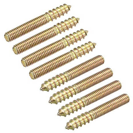 sourcing map M6x40mm Hanger Bolts, 8pcs Double Ended Thread Dowel Screws for Wood Furniture