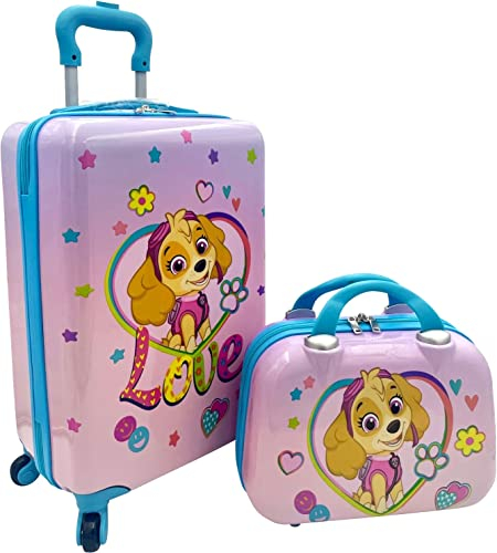 Fast Forward Lizenziertes Hartschalengepäck-Set für Kinder, 50,8 cm, Spinner-Gepäck, Handgepäck und Kosmetikkoffer, Mehrfarbig, Carry-On 20, Paw Patrol - Girl