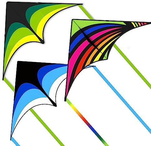 Mint's Colorful Life Aquilone Delta per bambini e adulti, estremamente facile da far volare, aquilone per principianti (verde, arcobaleno e blu)
