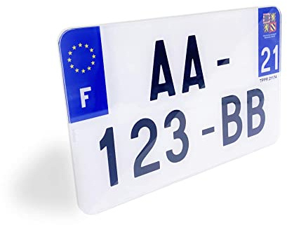 1 Plaque d'immatriculation Moto - plexi homologué - SIV 21x13 cm - résistance aux Chocs, aux intempéries et Anti UV - Made in France - Plaque Moto Pose avec Rivets