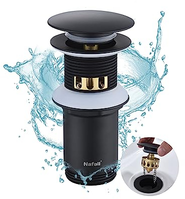 Nafall Bonde de Lavabo - Pop-Up Bonde Lavabo Clic Clac avec Trop Plein pour Vidage Lavabos de Salle de Bains (Taille Standard G1 ¼)