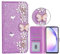 Strass Diamant Hülle Flip Cover Samsung Galaxy S3 i9300 Hülle Glitzer PU Schutzhülle Kreditkarteninhaber Kippständer Schutzhülle Scratch Cover Euit Handycover 3D Motiv Lila Bling Schmetterling