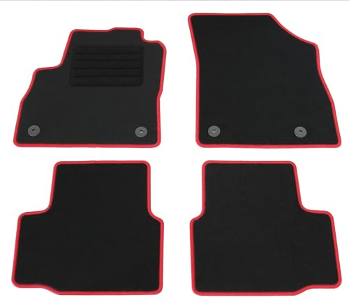 AD Tuning HG15711-ROT Fußmatten Set (4teilig) Schwarz Rot Autoteppiche Matten