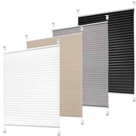 Plissee Klemmfix ALU zum Klemmen ohne Bohren Blickdicht für Fenster extra stabil Faltrollo weiß B 75 x H 100