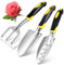 Kit de 3 Outils de Jardinage en Aluminium : Griffe, Pelle Large et Pelle à Bord Gradué - Plantation, Désherbage - Manche Ergonomique Antidérapant Jaune Vif