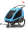 Klarfit GoKiddo Fahrradanhänger 2 Kinder - 2-in-1 Fahrradanhänger & Buggy mit Bremsen, Sicherheitsgurten, Verstellbaren Sitzen, 40kg Kapazität, Regen & UV Schutz, Zusammenklappbar, Blau
