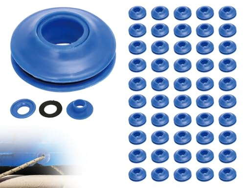 ZoeTekway 50 pièces œillets pour ensemble de bâche,œillets en plastique pour bâche,œillets de bâche en plastique,pour rideaux textiles,tentes,auvents,bâche de piscine(27 * 27 * 10 mm,bleu)