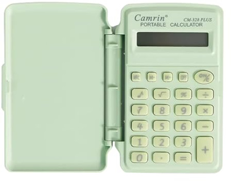 Mini Taschenrechner mit Deckel, Kleiner Taschenrechner Basic Taschenrechner, Studenten Desktop Taschenrechner, mit Knopfbatterie, für Home Office Schule (Grün)
