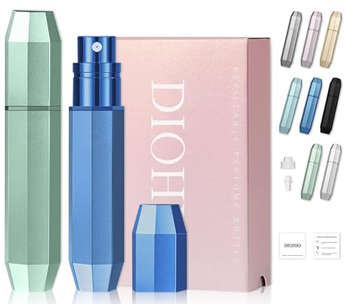 Atomizador de Perfume Recargable, 5 ml, Mini Dispensador de Colonia Portátil, Tamaño de Bolsillo, Negro (verde azul)