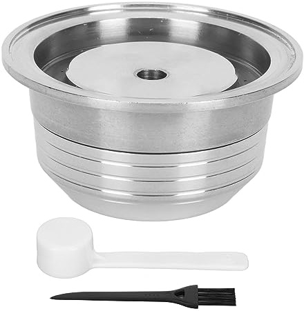 Reusable Coffee Capsule with Lid and Scoop Brush, Stainless Steel and Plastic Refillable Coffee Pods - Durable Design, Easy Cleaning, Perfect for Machines