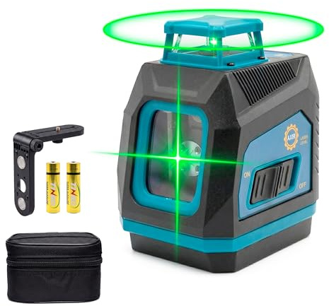AXIR Nivel Láser Autonivelante 360 Grados, Nivelador Láser Verde 5 Líneas, 2 x Pilas, Soporte Mágnetico, Montaje en Pared, Nivel Láser Profesional
