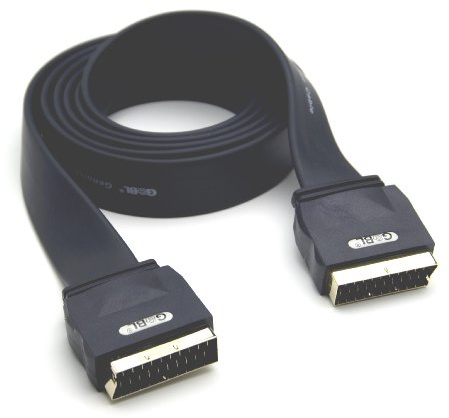 G&BL Scartkabel Flat (Kabeleinzelschirmung, Gold-Stecker) schwarz 2,0m