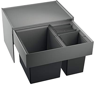 Blanco 520780 Select XL 60/3, Müllsystem zur Abfalltrennung, mit 3 Abfalleimerrn, 30 L/2 x 8 L, zur Montage an der Fronttür, Schwarz, 60 cm Unterschrank - Ohne Organisationsschublade