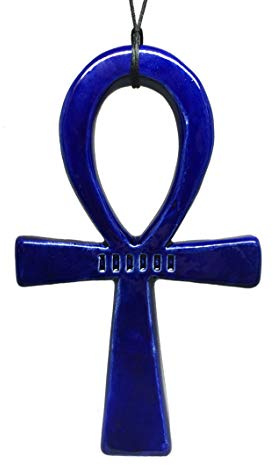 Objet Magique Croce Ankh - o Croce di Vita - amuleto egiziano ancestrale ad alto potere vibratorio. Ceramica. Realizzato a mano, qualità superiore (Blu)