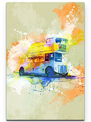 Paul Sinus Art London Bus 90x60cm auf Leinwand gespannt fertig zum aufhängen