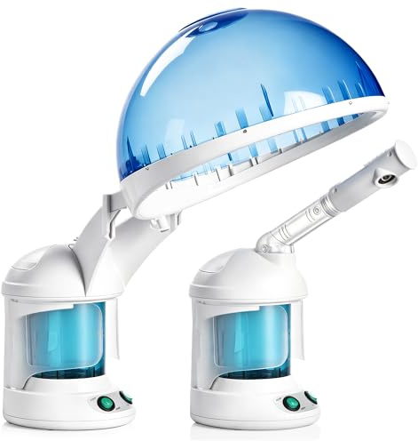 SUPER DEAL Hair Steamer PRO 3 in 1 Multifunction Ozone Facial Steamer with Bonnet Hood Attachment, Hair Therapy & Face Steamer for Personal Care Use at Home or Salon