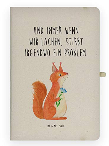 Mr. & Mrs. Panda Notizbuch kariert Eichhörnchen Blume - Geschenk, Lachen, Skizzenbuch, Motivation Sprüche, Spaß, Adressbuch, Spruch Positiv, Eichhorn, Kladde, Skizzenheft, Tagebuch, Lustige