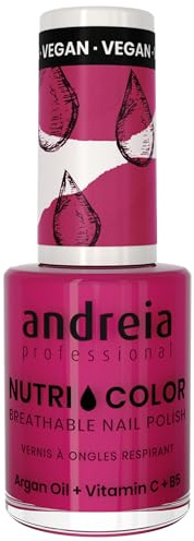 Andreia Professional NutriColor Atmungsaktiver Nagellack - Veganer und Tierversuchsfreier - Nagelkunst Nagellack mit langanhaltendem Glanz-Finish - Farbe NC19 Pink - 10.5ml