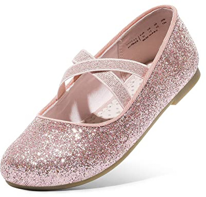 DREAM PAIRS Barn ballerina flickor Mary Jane eleganta platta skor prinsessfest ballerina slip-on Angie-2, rosa, 34 EU