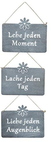 levandeo 3er Set Wandbilder Sprüche 25x19cm Schilder Garten-Deko Türschild Grau Betonoptik Lebe Liebe Lache