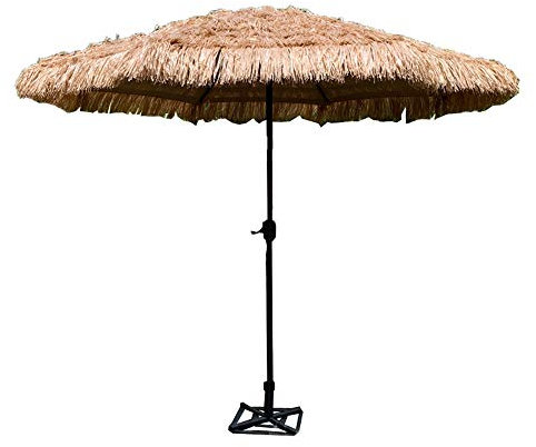 HRXQ Sombrillas Terraza Hawai Sombrilla Playa Sombrilla De Paja,Mástil Central De Hierro De 38mm,para Terraza Jardín Playa Piscina Patio(Ø 270 Cm)