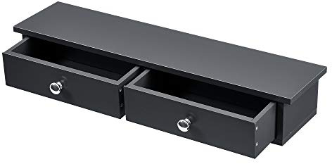 [en.casa] Wandregal Geeste Nachttisch hängend mit 2 Schubladen Nachtschrank Wandmontage Hängeregal 60 x 15 x 10 cm Schweberegal Dunkelgrau
