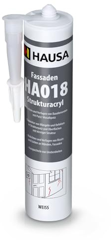 HAUSA Acrylique Structuré HA018 Blanc 2x310 ml – Mastic Acrylique Granulé pour Crépi, Joints et Réparations de Façade, Intérieur & Extérieur