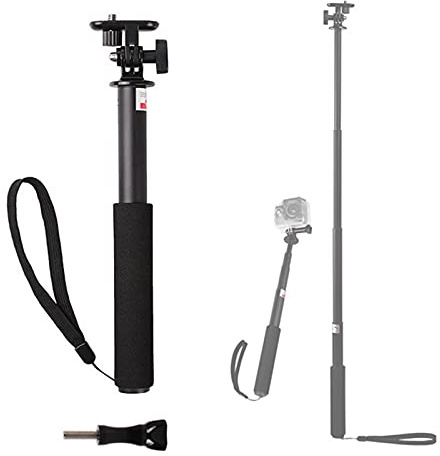 NMD&LR Extendable Selfie Stick for Action Cameras, Aluminum Alloy Handheld Monopod 23-75cm Telescopic Ultra Lightweight Extension Rod Compatible with GoPro, Phones